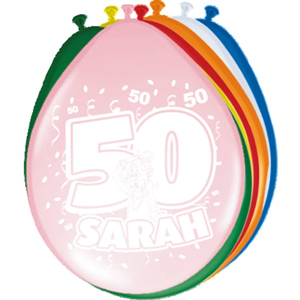 50 Jaar Sarah Ballonnen 30cm - 8 stuks 50 Jaar Sarah Ballonnen 30cm - 8 stuks